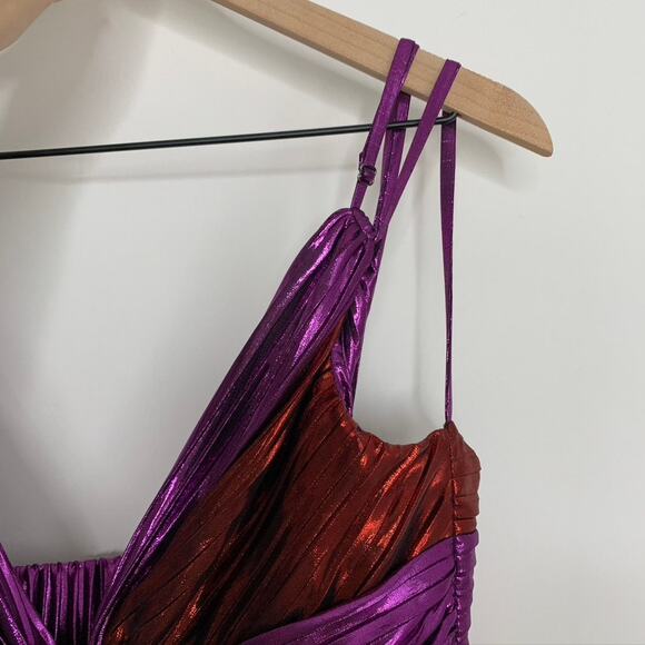 Sabina Musayev Women's Red Purple Kaia Two-Tone Foil Maxi Dress XL - Picture 14 of 16